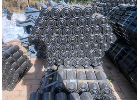 Conveyor impact rollers ready for shipment