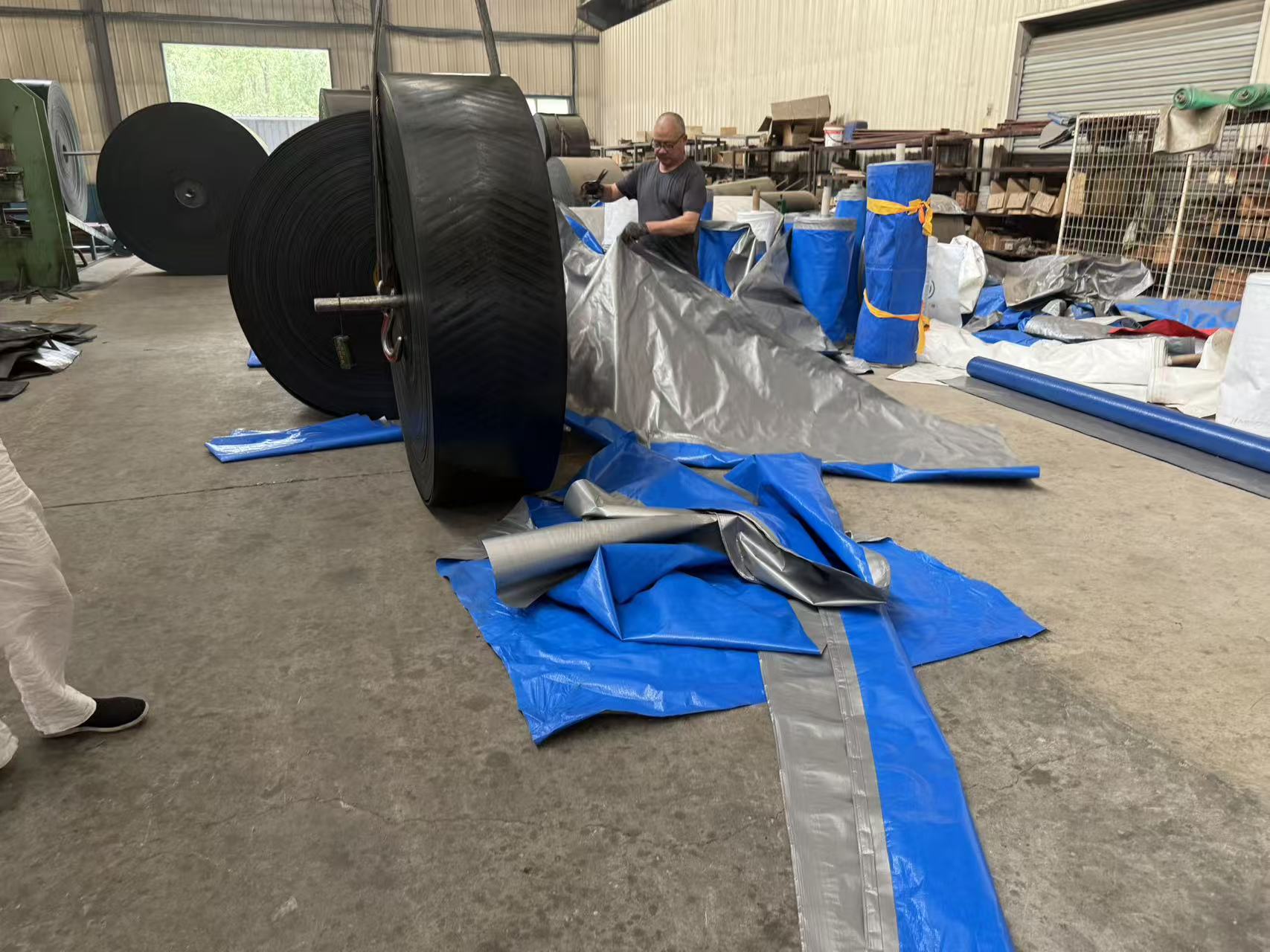 Conveyor belt packaging before shipment